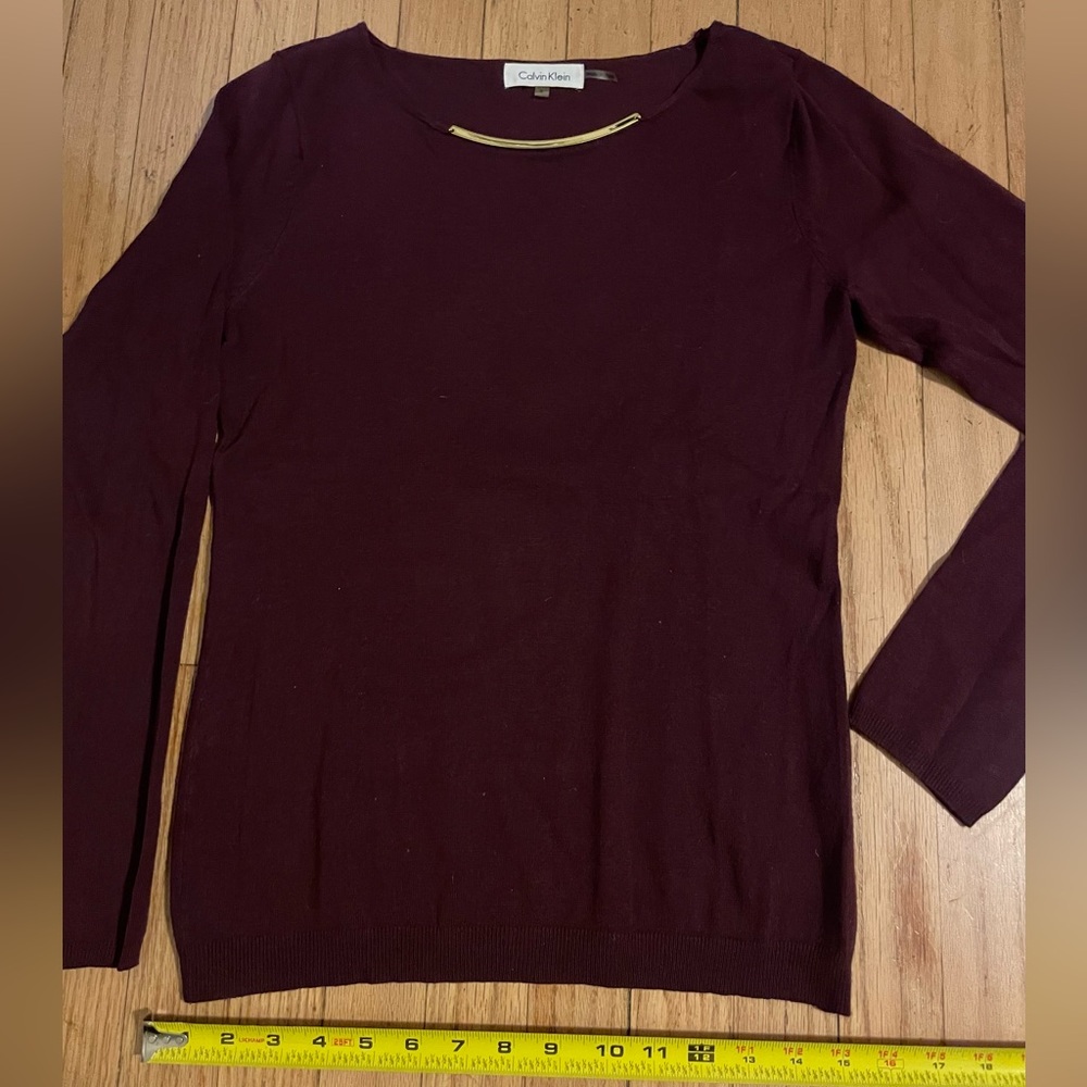 Calvin Klein Deep Burgundy Crew Neck Sweater